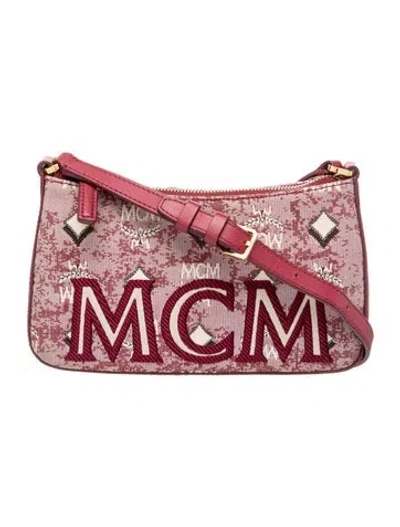 Pre-owned Mcm Canvas Shoulder Bag In Red