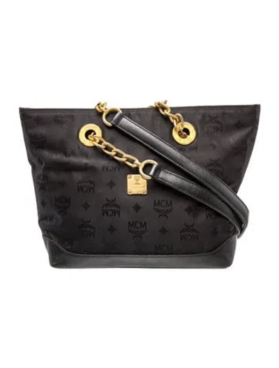 Pre-owned Mcm Canvas Shoulder Bag Vintage In Black