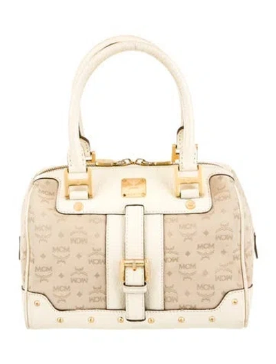 Pre-owned Mcm Canvas Top Handle Bag In Neutral