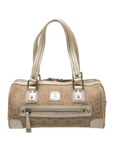 Pre-owned Mcm Canvas Top Handle Bag In Neutral