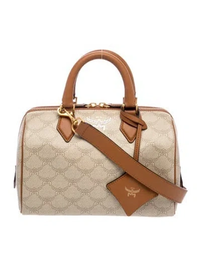 Pre-owned Mcm Canvas Top Handle Bag In Neutral