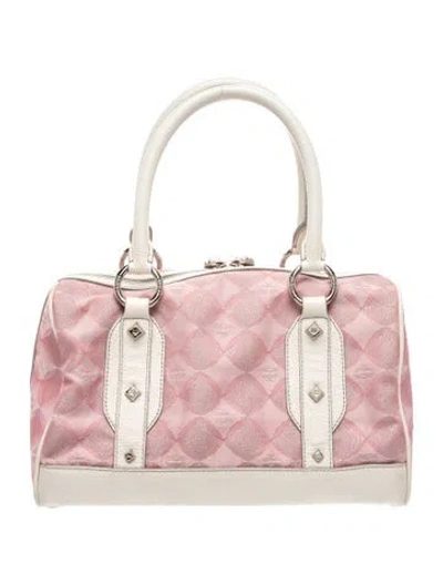 Pre-owned Mcm Canvas Top Handle Bag In Pink
