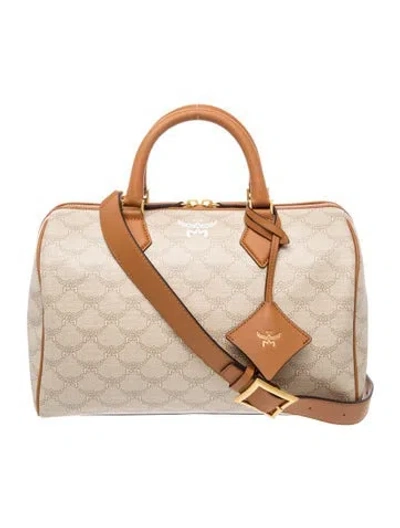 Pre-owned Mcm Canvas Top Handle Bag W/ Tags In Neutrals