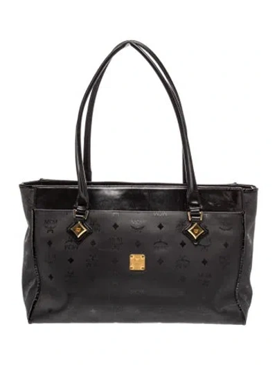 Pre-owned Mcm Canvas Tote In Black
