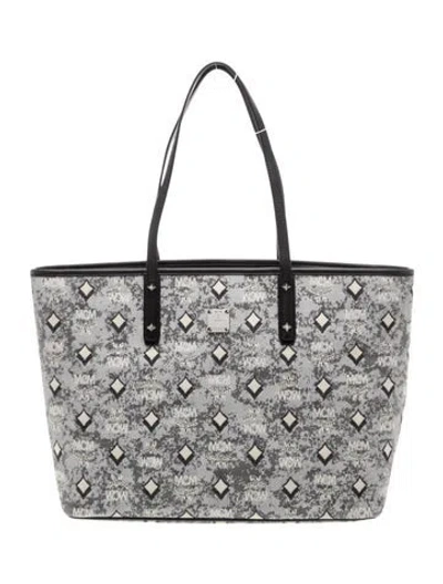 Pre-owned Mcm Canvas Tote In Gray
