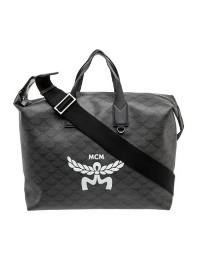 Pre-owned Mcm Canvas Weekender Bag In Black