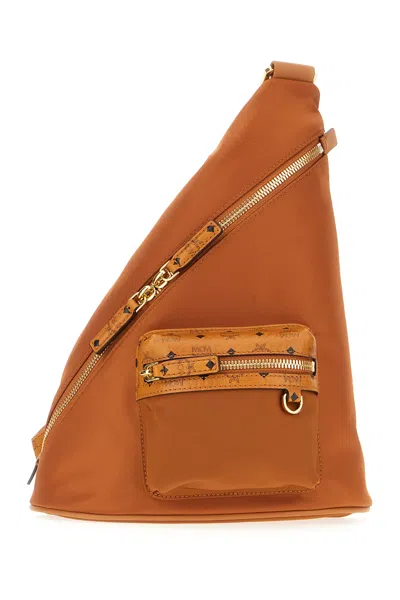 Mcm Caramel Nylon Belt Bag In Cognac