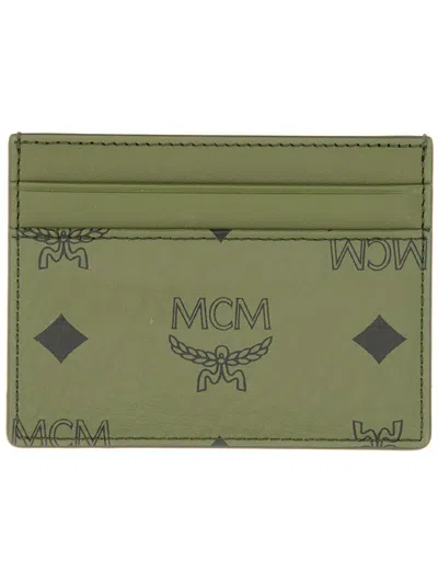 Mcm Brown Polyurethane Cotton Wallet In Green