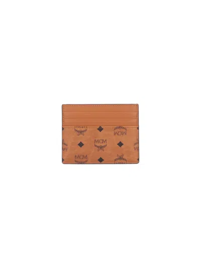Mcm Card Holder With Money Clip Detail In Brown