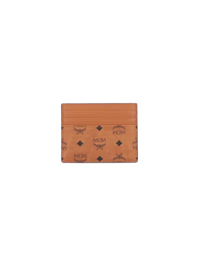 Mcm Card Holder With Money Clip Detail In Brown
