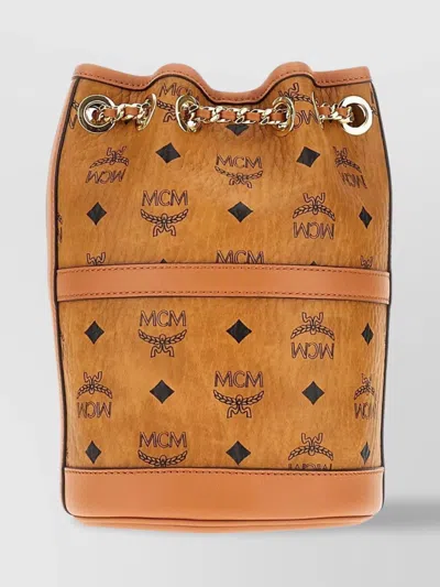 MCM CHAIN BUCKET BAG WITH PRINTED SYNTHETIC LEATHER