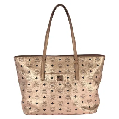 Pre-owned Mcm Champagne Gold Pvc Leather Shoulder Bag Tote Bag ()