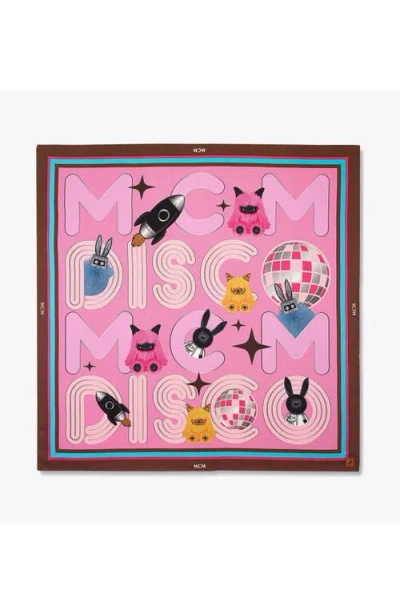 Mcm Character Disco Scarf In Organic Silk In Pink