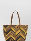 Mcm Chevron Pattern Tote Bag With Dual Handles In Brown