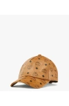 Mcm Visetos-print Adjustable Cap In Cognac