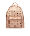Mcm Classic Logo Printed Backpack In Nude