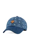 Mcm Classic Monogram Denim Jacquard Cap In Blue
