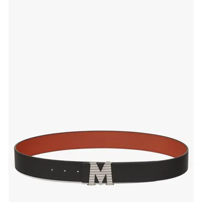 Mcm Claus Fluted M Reversible Belt 1.5" In Embossed Leather