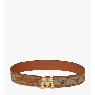 Mcm Claus Fluted M Reversible Belt 1.5" In Lauretos Jacquard
