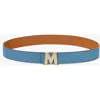 Mcm Claus Fluted Reversible Belt In Blue Heaven