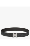 Mcm Claus Fluted Reversible Belt In Dark Grey