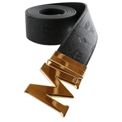 Pre-owned Mcm Claus Leather 24k Belt 'black' | Men's Size Onesize