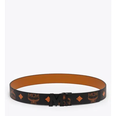 Mcm Claus M Reversible Belt 1" In Maxi Monogram Visetos In Black