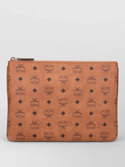 Mcm Clutch Bag Adjustable Strap Gold Tone Hardware In Brown