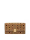 Mcm Monogram-pattern Clutch Bag In Brown