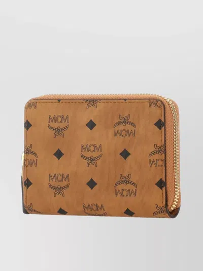 Mcm Coated Canvas Wallet Gold-tone Hardware In Brown