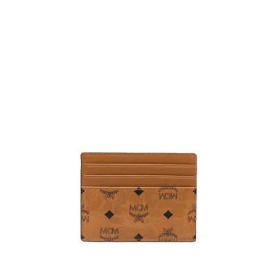 Mcm Cognac Card Case In Visetos Original In Brown
