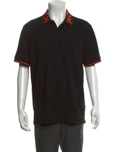 Pre-owned Mcm Collar Short Sleeve Polo Shirt In Black