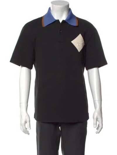 Pre-owned Mcm Collar Short Sleeve Polo Shirt In Black