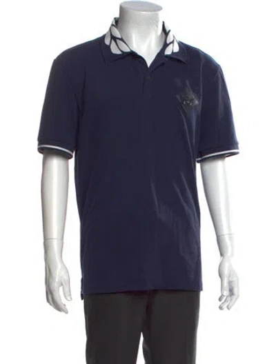 Pre-owned Mcm Collar Short Sleeve Polo Shirt In Blue