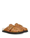 Mcm Collection Visetos Flat Mules In Cognac