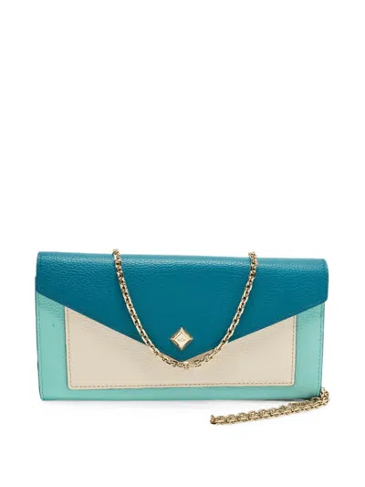 Pre-owned Mcm Colorblock Chain Wallet In Blue