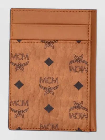 Mcm Compact Keyring And Card Holder Accessory In Brown