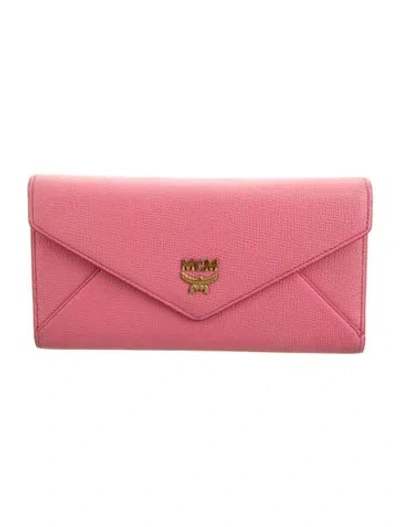 Pre-owned Mcm Continental Wallet In Pink