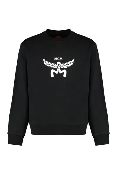 Mcm Cotton Crew-neck Sweatshirt In Black
