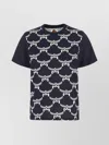 Mcm Cotton Crew Neck T-shirt With Geometric Pattern In Blue