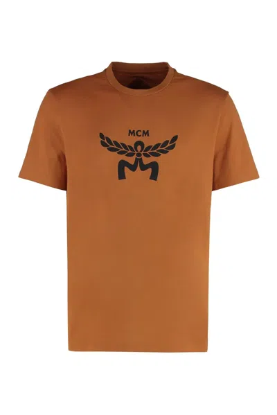 Mcm Cotton Crew-neck T-shirt In Brown