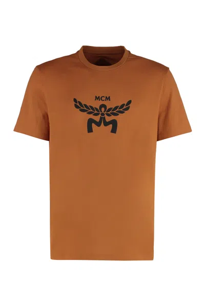 Mcm Cotton Ribbed Neck T-shirt In Animal Print