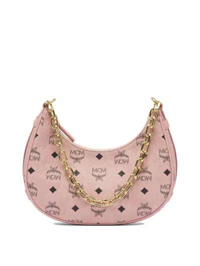 Mcm Crescent-shaped Shoulder Bag In Pink