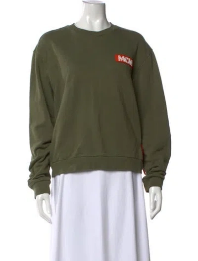 Pre-owned Mcm Crew Neck Long Sleeve Sweatshirt In Green