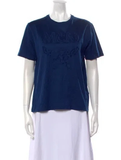 Pre-owned Mcm Crew Neck Short Sleeve T-shirt In Blue