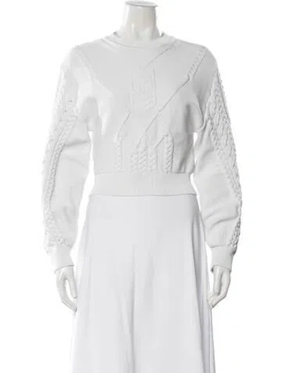 Pre-owned Mcm Crew Neck Sweater In White