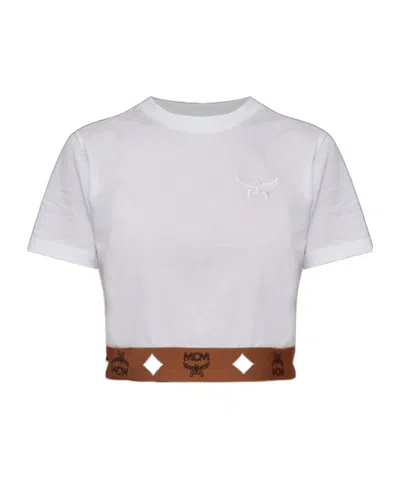 Mcm Monogram Cropped T-shirt In White