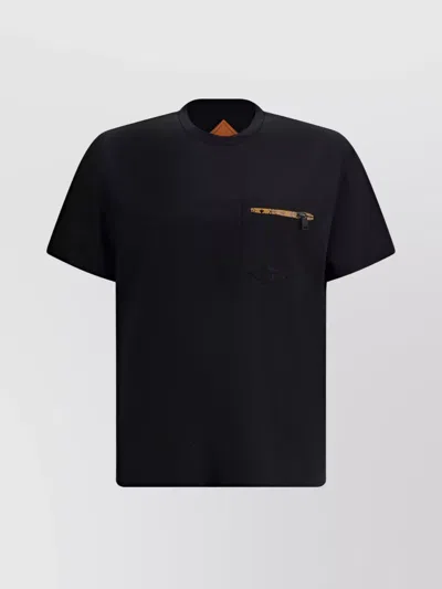 Mcm Crew Neck T-shirt With Zippered Pocket In Black