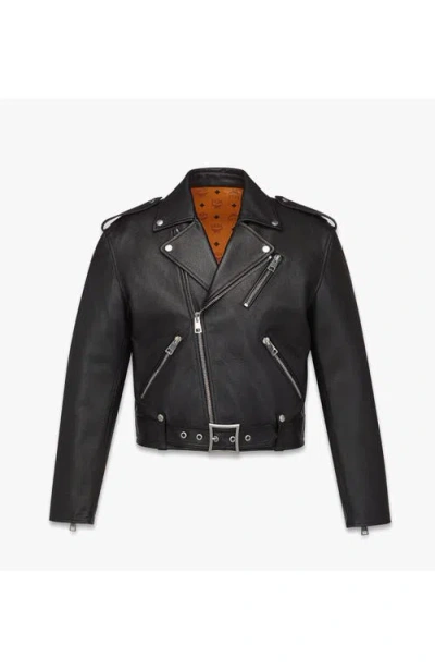 Mcm Cropped Rider Jacket In Black