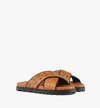 Mcm Cross Sandal In Visetos Leather Mix In Brown